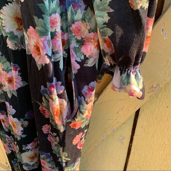 Vintage Floral Cottagecore Long Gown Robe Prairie - Picture 7 of 8